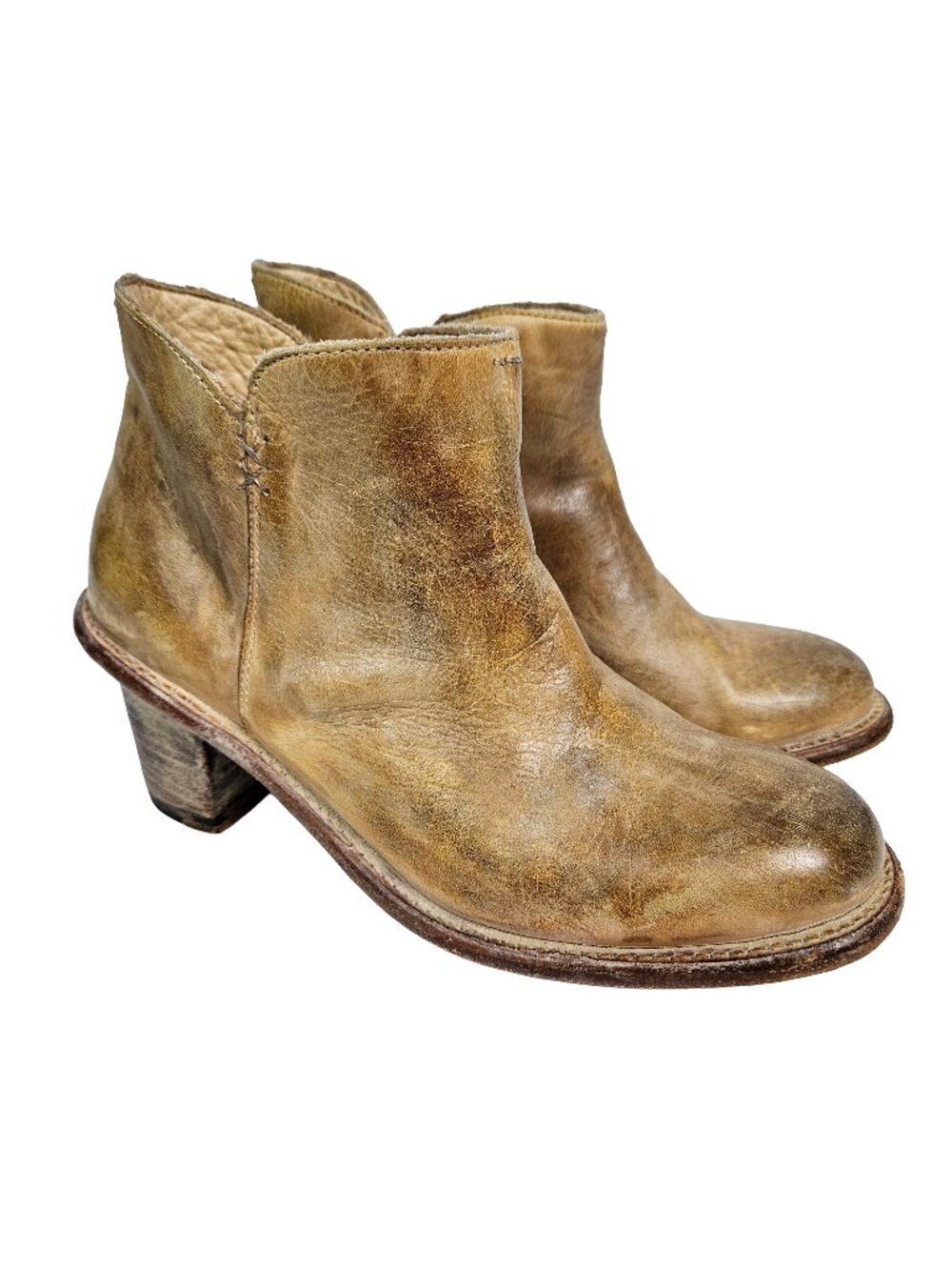 BED | STU Sonic Cobbler Series Distressed Tan Leather Ankle Boot 6 - Picture 2 of 13